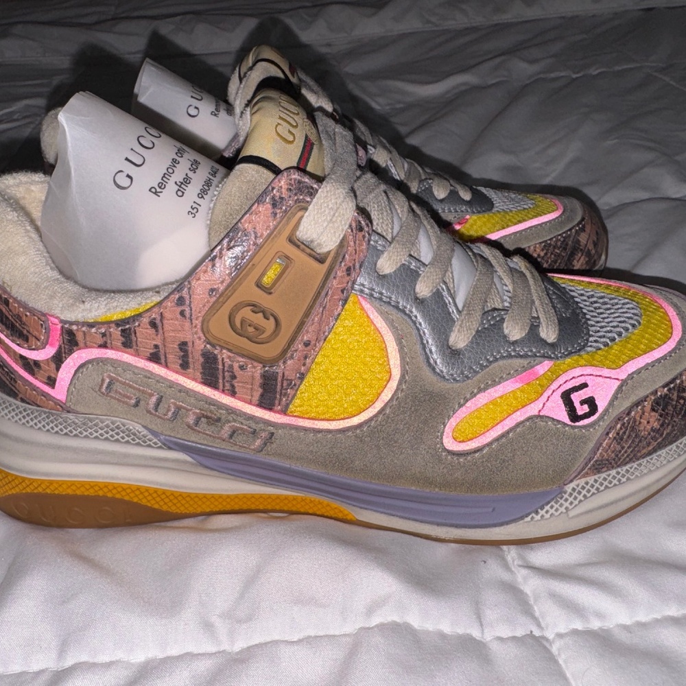 Gucci Authentic (Worn Once) Multi Leather Metallic Reptile Snake Print Sz 36.5
